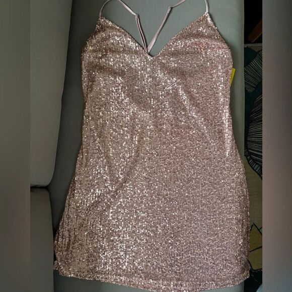 Victorias Secret Pink Sequin Slip Mini Dress - Picture 1 of 5